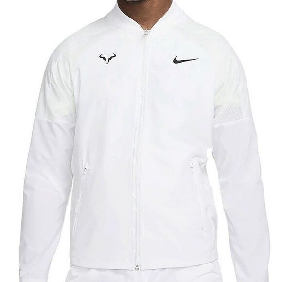 Nike Court Dri-FIT Rafa Men’s Size XL White Black Tennis Full-Zip Jacket - Picture 1 of 5